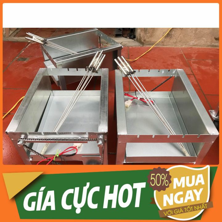 Bếp nướng than hoa tự xoay 5 xiên (tặng kèm 5 xiên đơn)
