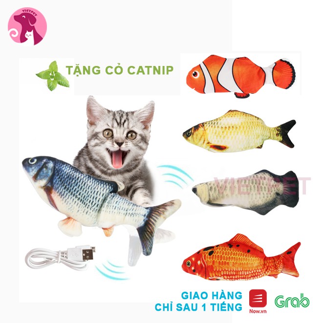 Đồ chơi cho chó mèo - 🐠 cá nhảy điện tử sạc usb