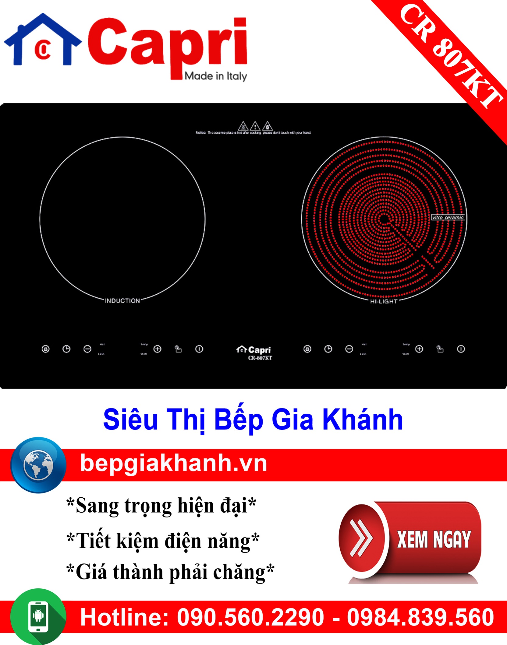 [HCM]Bếp điện từ đôi Capri CR 807KT, bếp từ, bếp điện từ, bếp từ đôi, bếp điện từ đôi, bếp từ giá rẻ, bếp điện từ giá rẻ, bếp từ đơn, bep tu don, bep tu