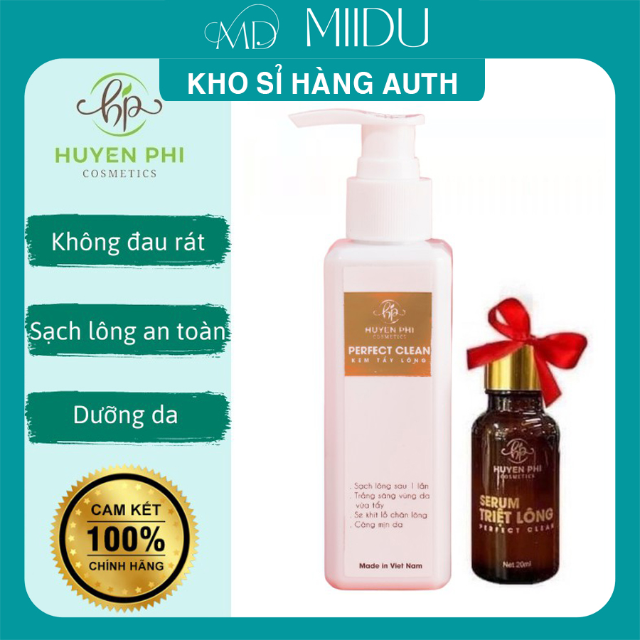 Bộ kem tẩy lông perfect clean 120ml và serum triệt lông vĩnh viễn huyền phi 20ml