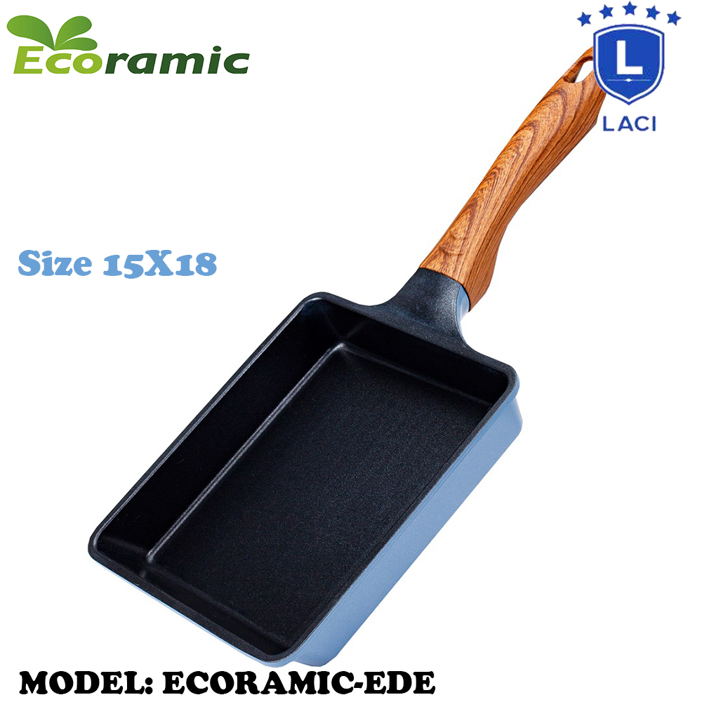 Chảo chống dính đúc trứng ecoramic hàn quốc ede-1518ih size 15x18 | đúc nguyên khối | lớp tráng men cao cấp theo công nghệ hàn quốc | không chì, không cadimi, không pfoa | cam kết chính hãng