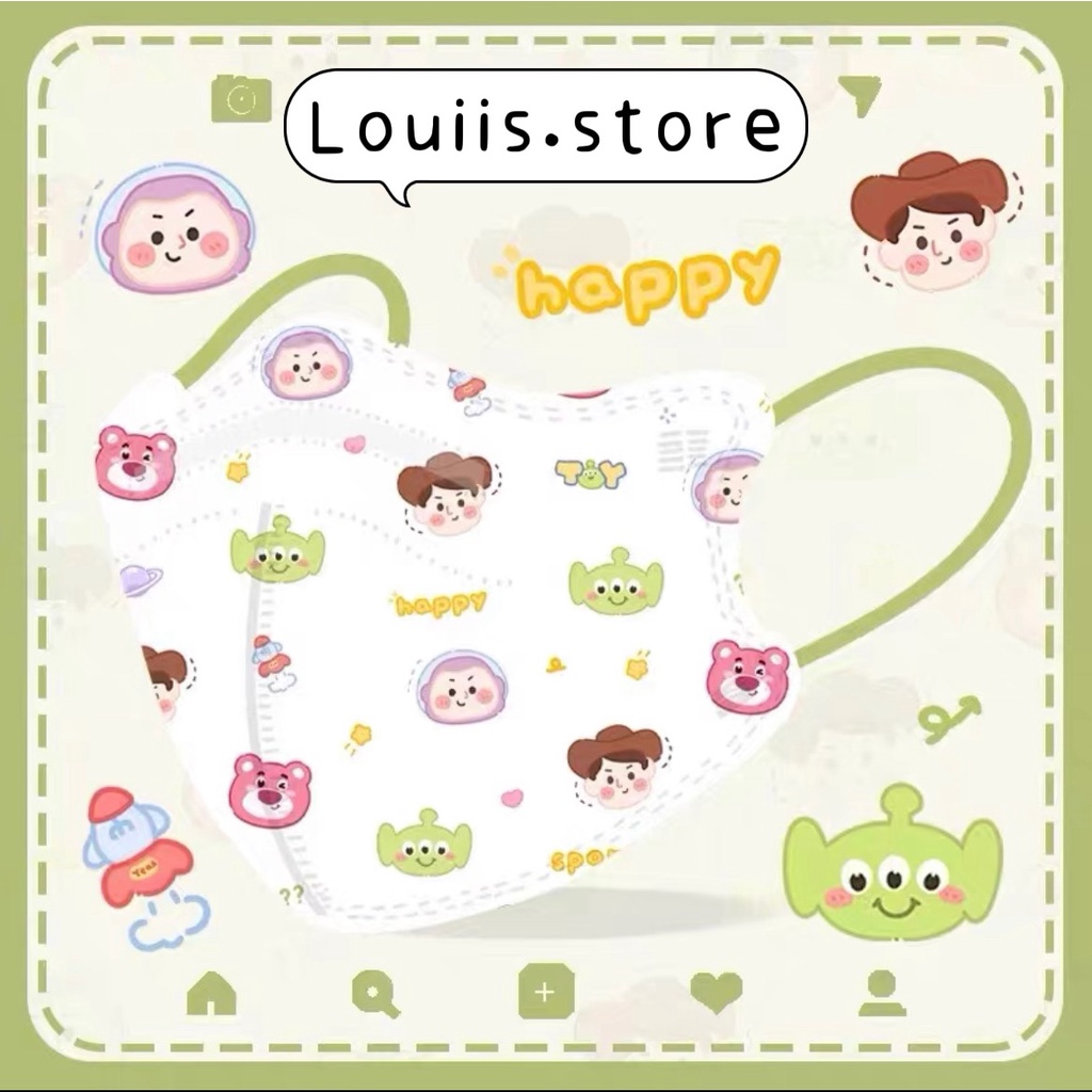 Khẩu trang 3D cute hoạt hình dễ thương, in hình cute người lớn Louiis.store