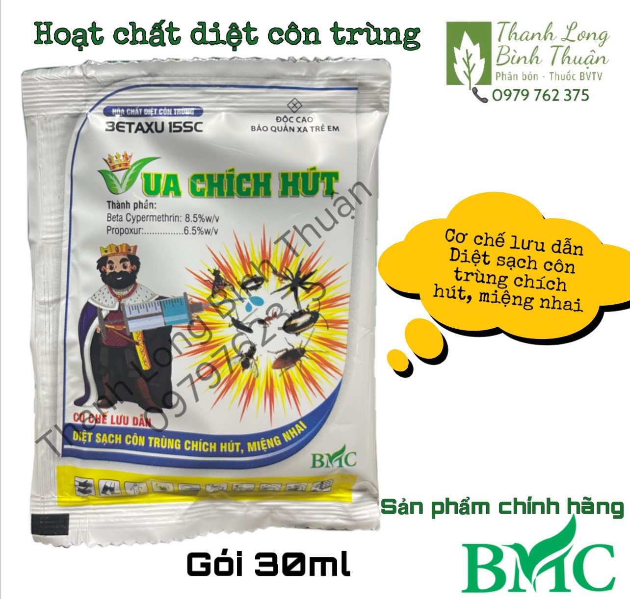 Hóa chất diệt côn trùng - betaxu 15sc - vua chích hút - diệt sạch côn trùng chích hút miệng nhai - gói 30ml
