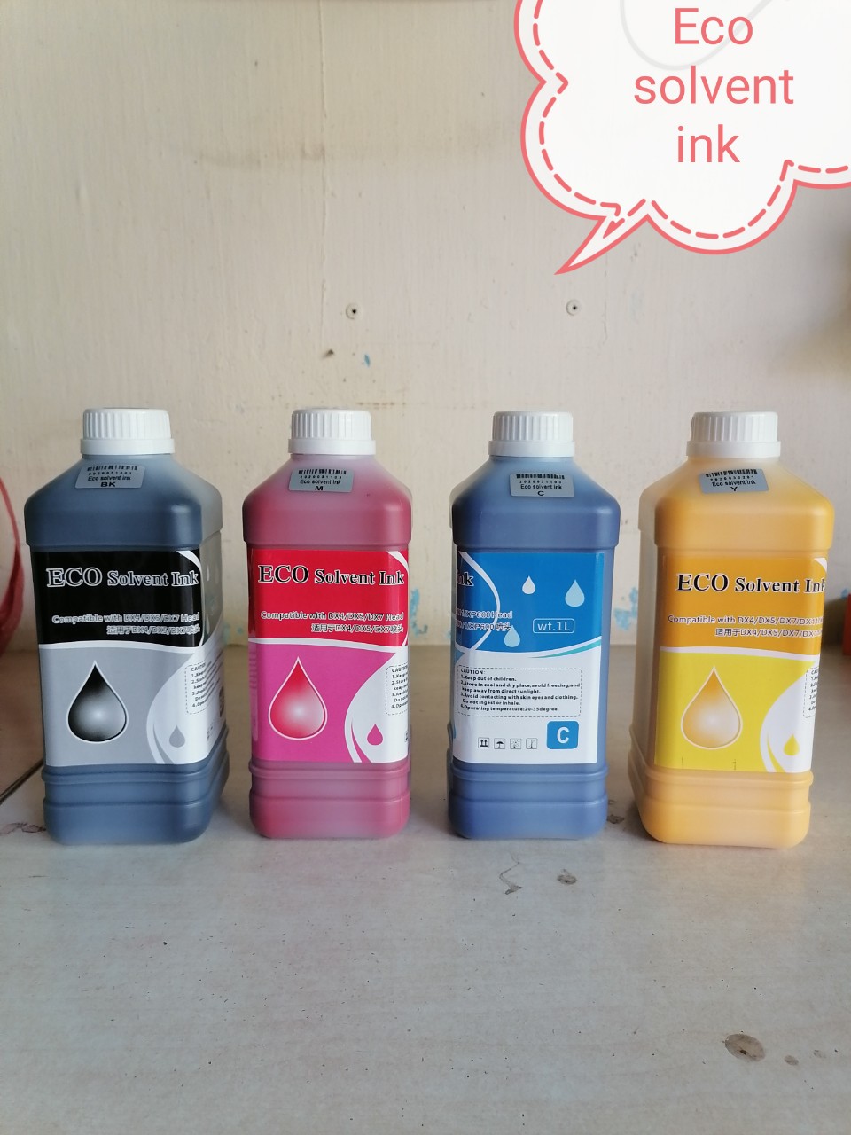 Mực dầu Eco Solvent dành máy Epson in Decal khổ lớn- 4 màu