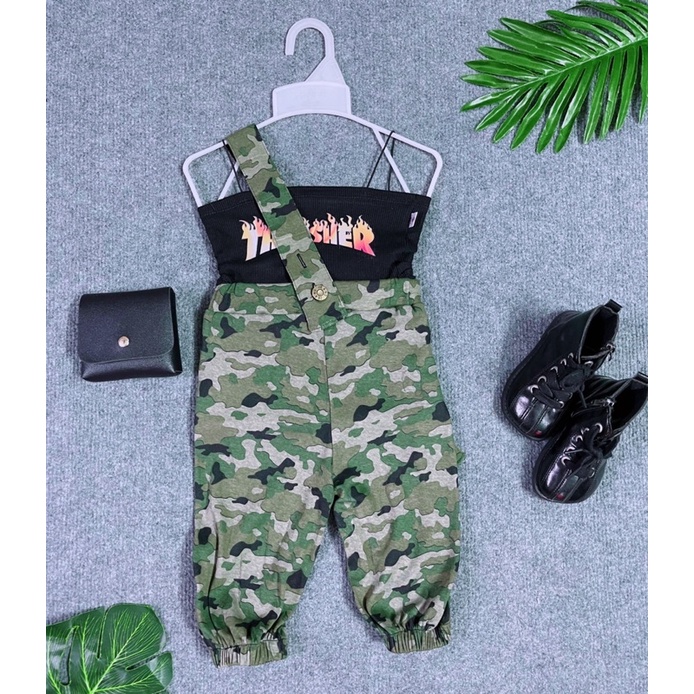 Bộ áo 2 dây rời quần lính hai màu bé gái 🌸