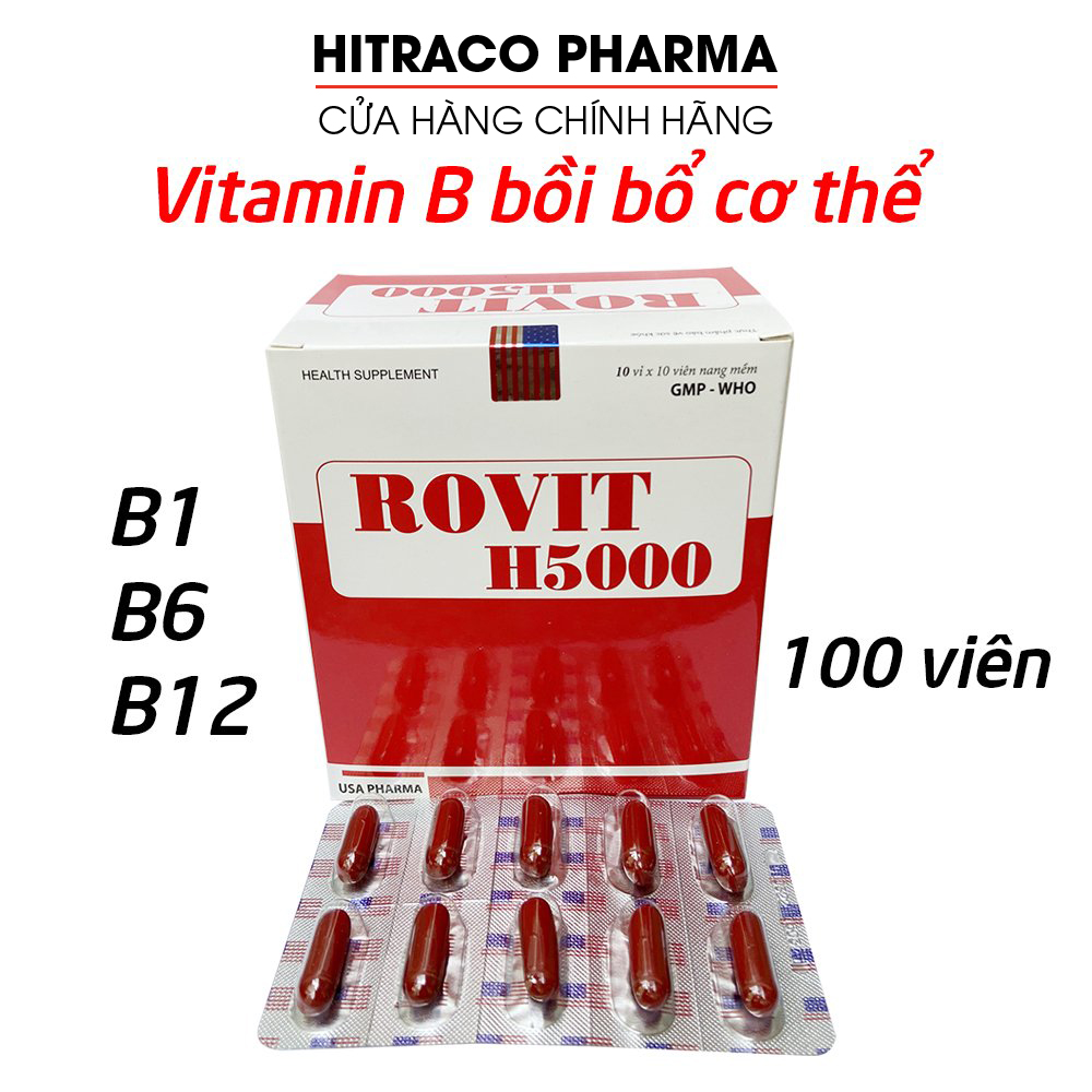 Rovit H5000 bổ sung vitamin B tổng hợp tăng cường sức khỏe , nâng cao sức đề kháng - Hộp 100 viên