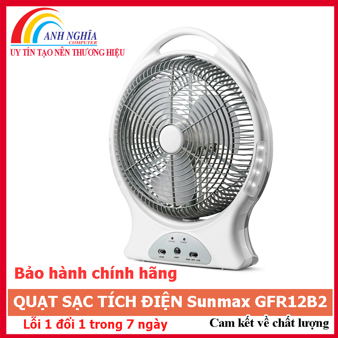 Quạt sạc tích điện sunmax gfr12b2