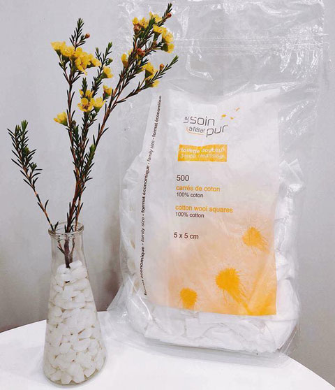 BÔNG TẨY TRANG PHÁP SOIN PUR BỊCH 500 MIẾNG