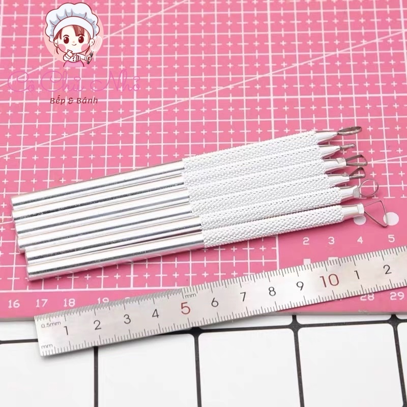 Bộ 6 dụng cụ điêu khắc đất sét hợp kim nhôm đầu cào nhỏ