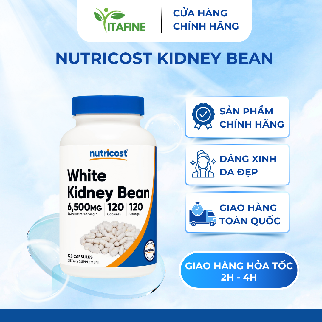Nutricost White Kidney Bean – Hỗ Trợ Kiểm Soát Tinh Bột, Hỗ Trợ Ổn Định Đường Huyết Sau Ăn