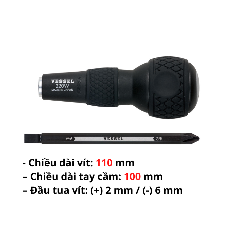 [HCM]Tô vít 2 đầu (cỡ +2/-6) cán mềm cao cấp Vessel Nhật Bản - Tô vít cán mềm - tô vít đổi đầu - tô vít 2 đầu - tô vít mini - tô vít nhật bản - tô vít đa năng - tô vít vessel