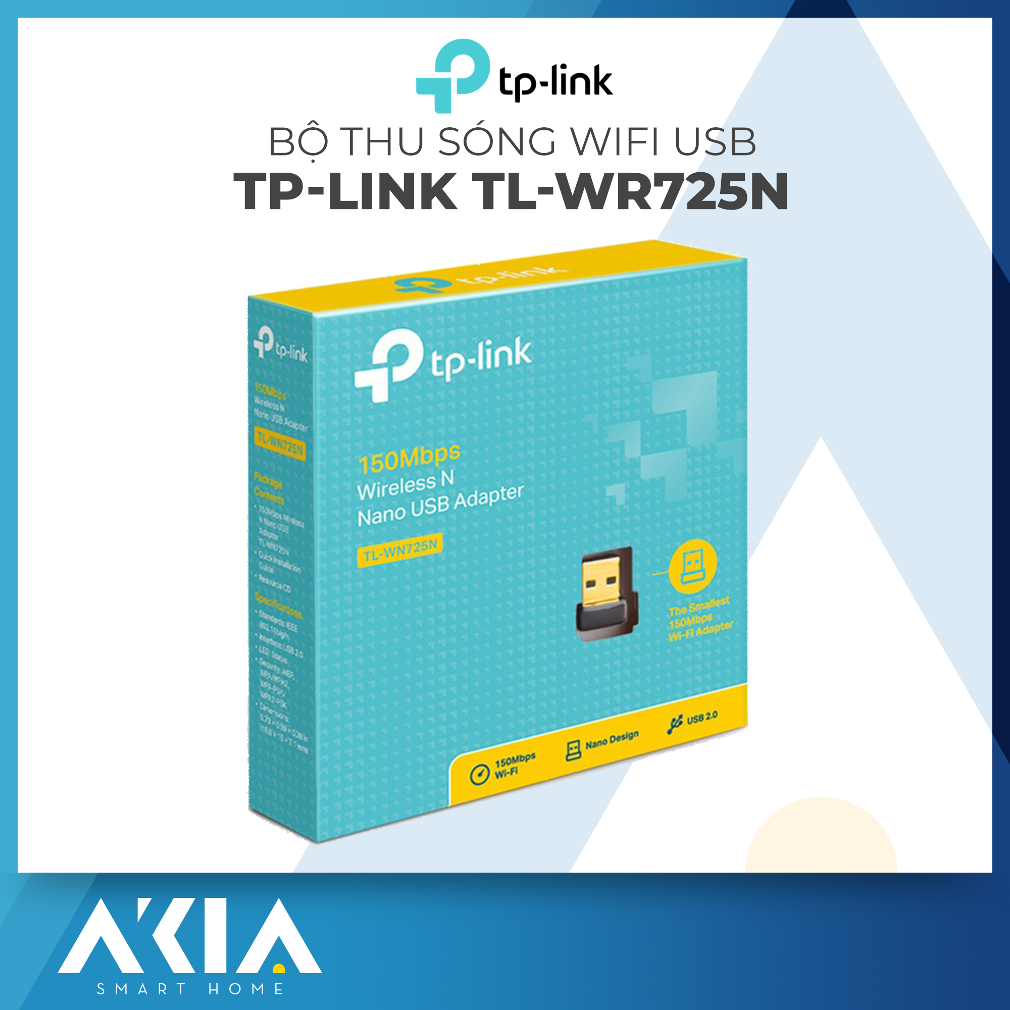 Bộ Thu Sóng Wifi Bằng USB TL-WN725N Chuẩn N Tốc Độ 150Mbps - Cục thu sóng Wifi cho máy tính Windows 