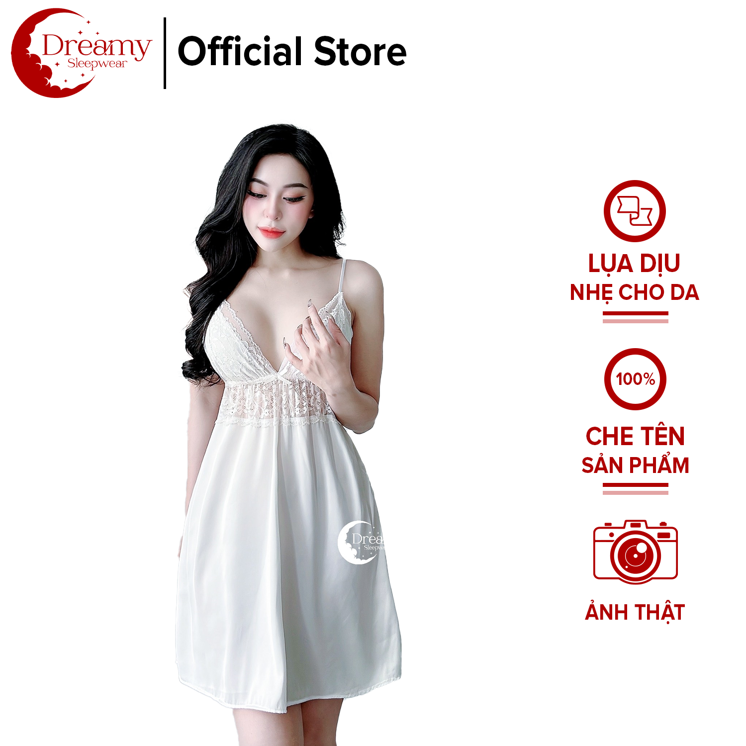 Váy ngủ lụa cao cấp dáng xòe phối ren cách điệu gợi cảm dreamy vx26