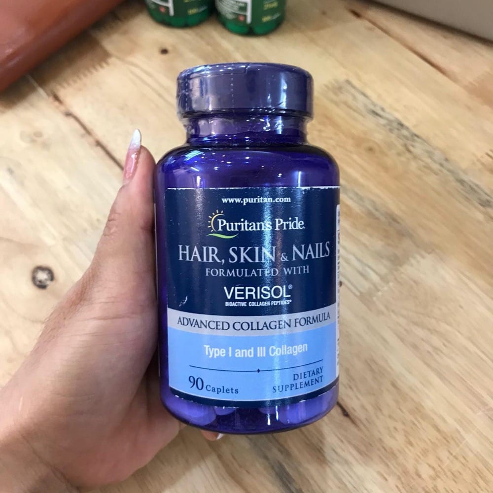 Viên uống đẹp da, tóc dày, móng khoẻ Hair, Skin & Nails Verisol Puritan's Pride 90 viên
