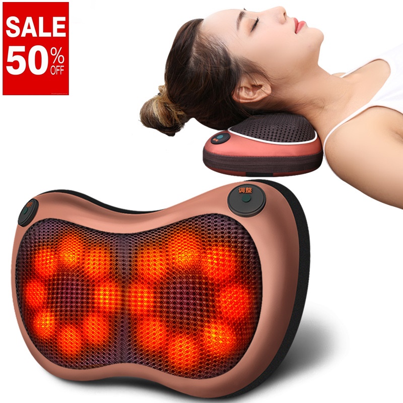 [HCM]LOẠI NHIỀU BI Gối massage 18 bi Thư giản thoải mái lưu thông tuần hoàn máu não tặng kèm chốt cắm kết nối trên xe hơi