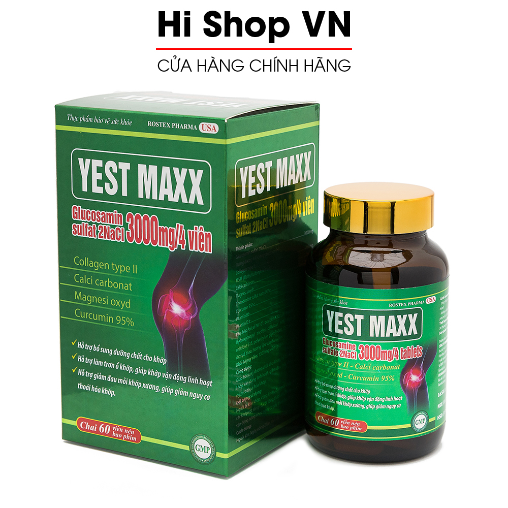 Viên uống bổ xương khớp Glucosamin 3000mg Giảm đau nhức mỏi xương khớp hiệu quả - Hộp 60 viên dùng 1 tháng