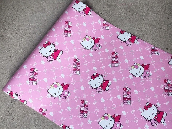 Combo 10m giấy dán tường Kitty có keo sẵn -cuộn 10m khổ 45cm