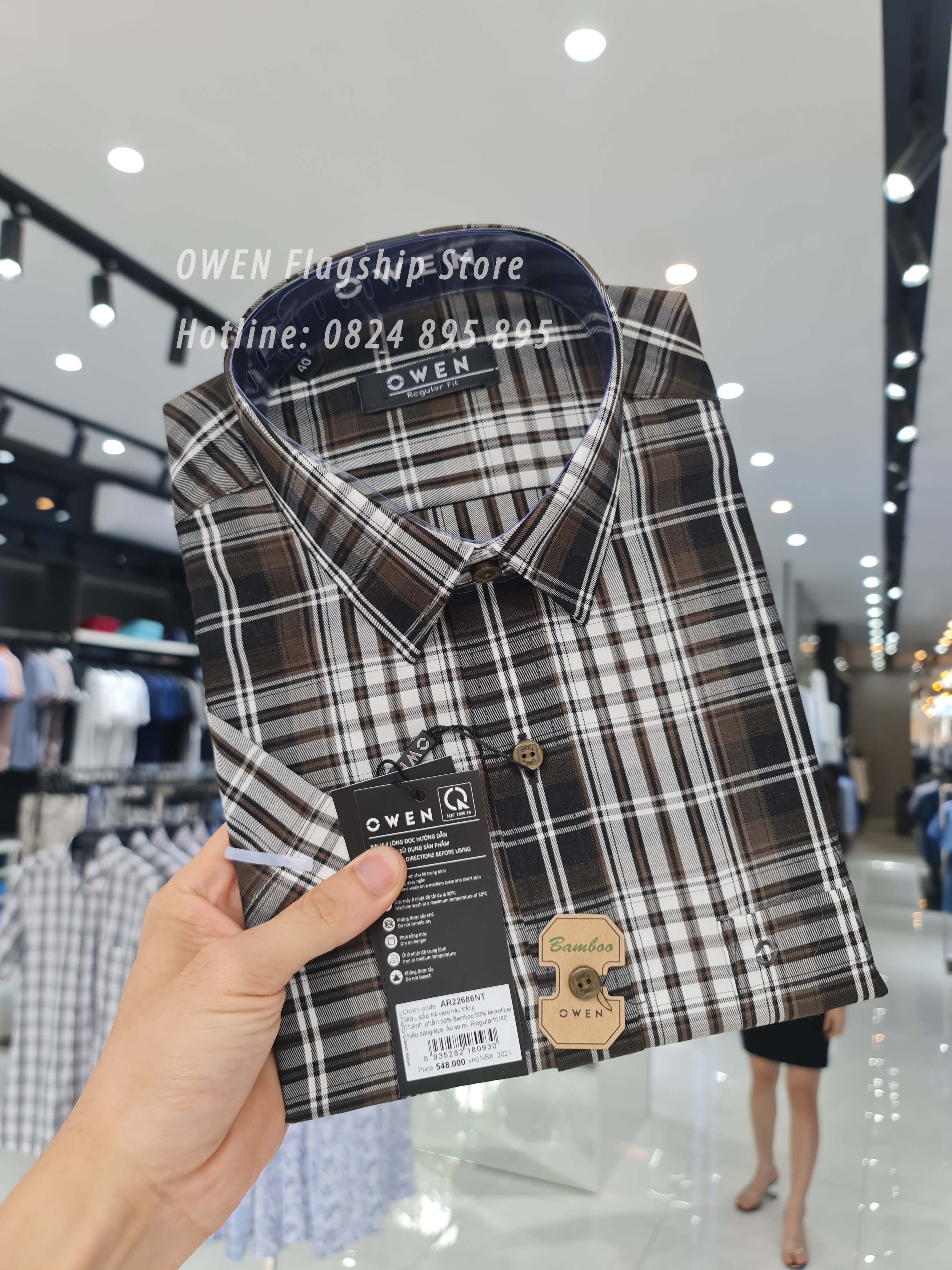 Owen - áo sơ mi cộc tay nam owen - mã ar22686nt - owen flagship store