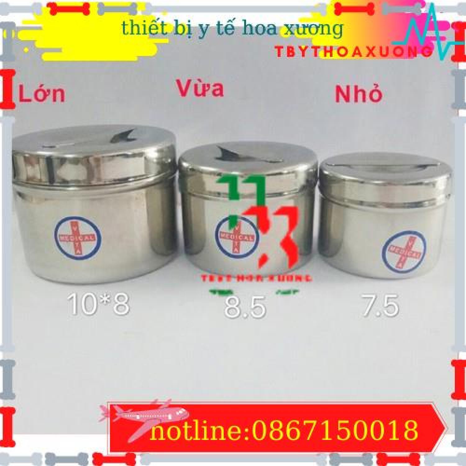 Hộp Inox Tròn Cỡ Trυng Y Tế - Hộp Đựng Bông Gòn phi 8 , kích thước 8,5x7cm