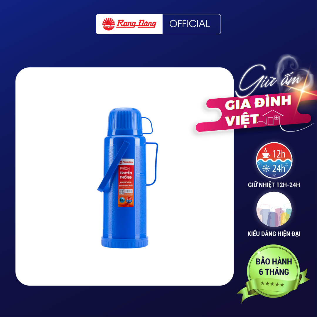 Phích Đựng Nước 2 Lít RD 2035 N5 Chính hãng Rạng Đông Khả năng giữ nhiệt lâu Ruột thủy tinh chất lượng cao Thiết kế tinh tế sang trọng