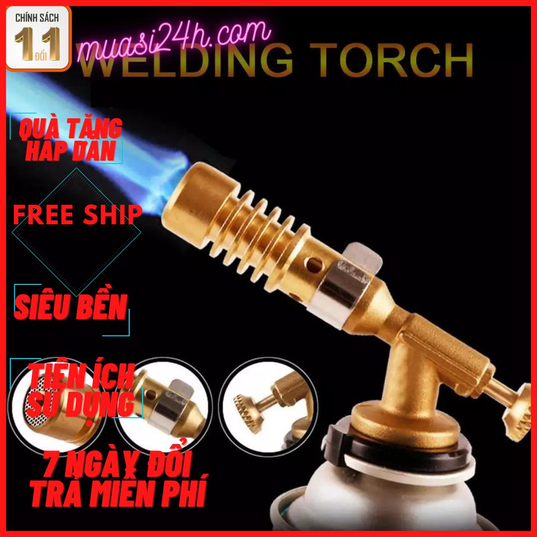 Đèn khò gas - khò ga đồng 100% nguyên khối cao cấp, tự động đánh lửa, khò lửa bình gas (Núm điều chỉnh nhiệt 1300 độ C), khò gas mồi lửa tự động, công nghệ tiên tiến Nhật Bản, chất lượng bền bỉ, công suất lớn, cây đèn khò