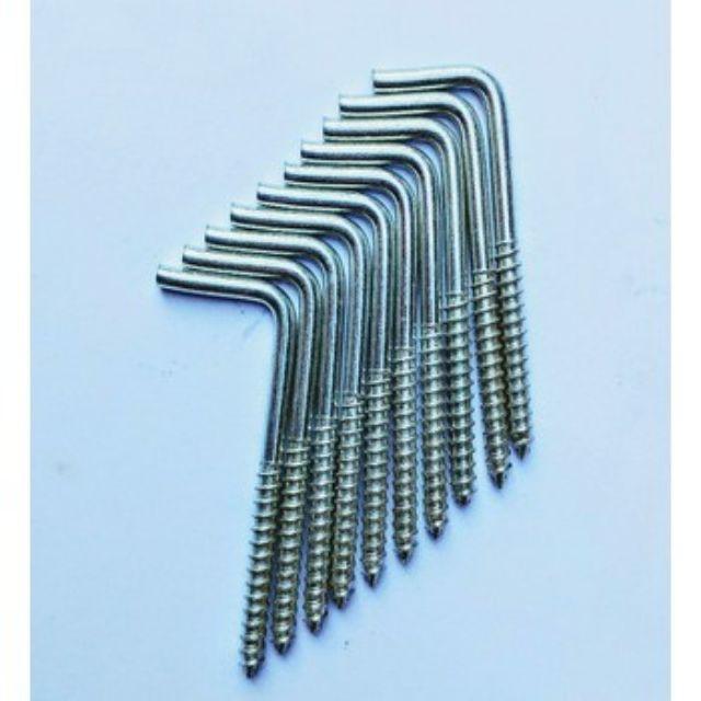 Combo 10 mắc màn (móc màn)  chữ L không gỉ 6,8,10 (đinh vít móc chữ L inox, treo đồ)