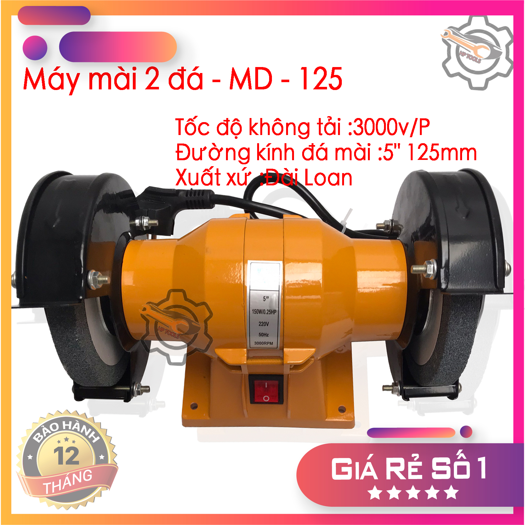 Máy mài 2 đá máy mài bàn md-125 bảo hành 6 tháng