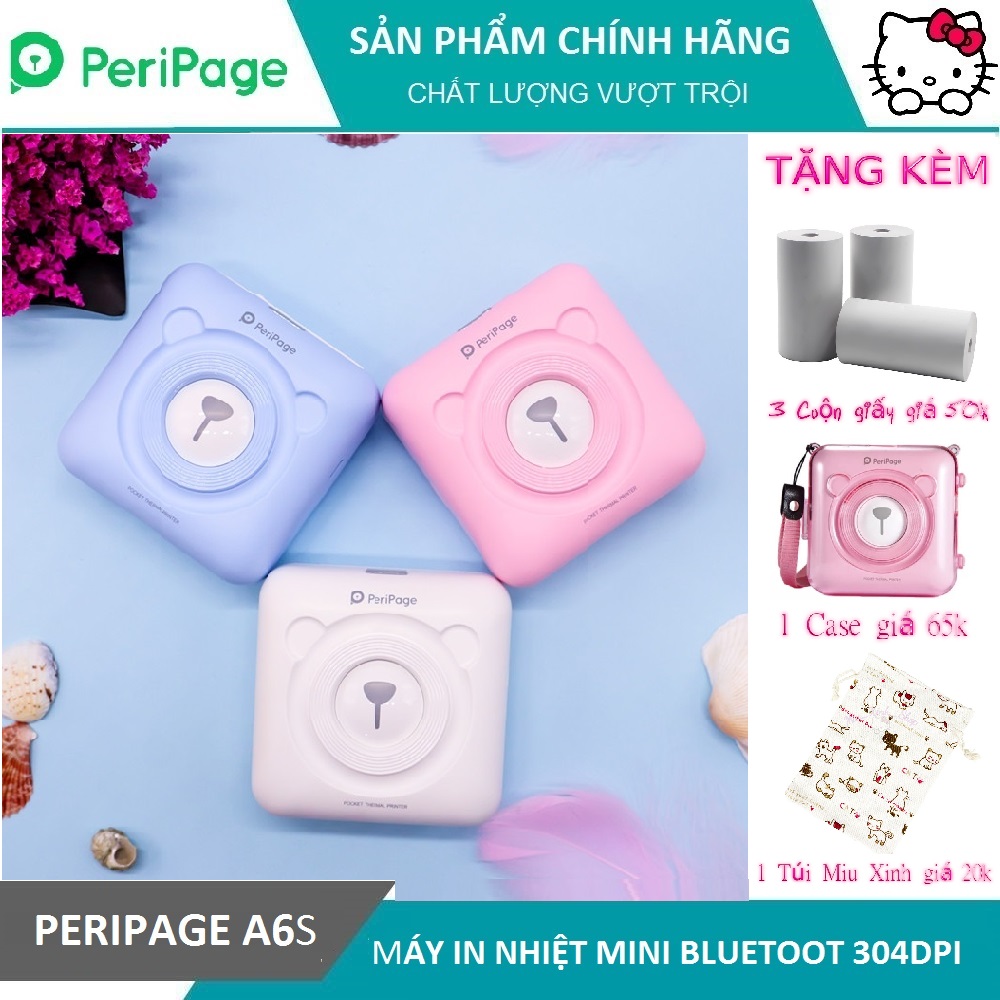 ❤ Dễ thương ❤ Máy in nhiệt mini bluetooth peripage A6 A6s Q7 Q7 Pro bỏ túi ❤ in ảnh du lịch lấy ngay poooli l1, l2, Paperang P1, P2, P2s