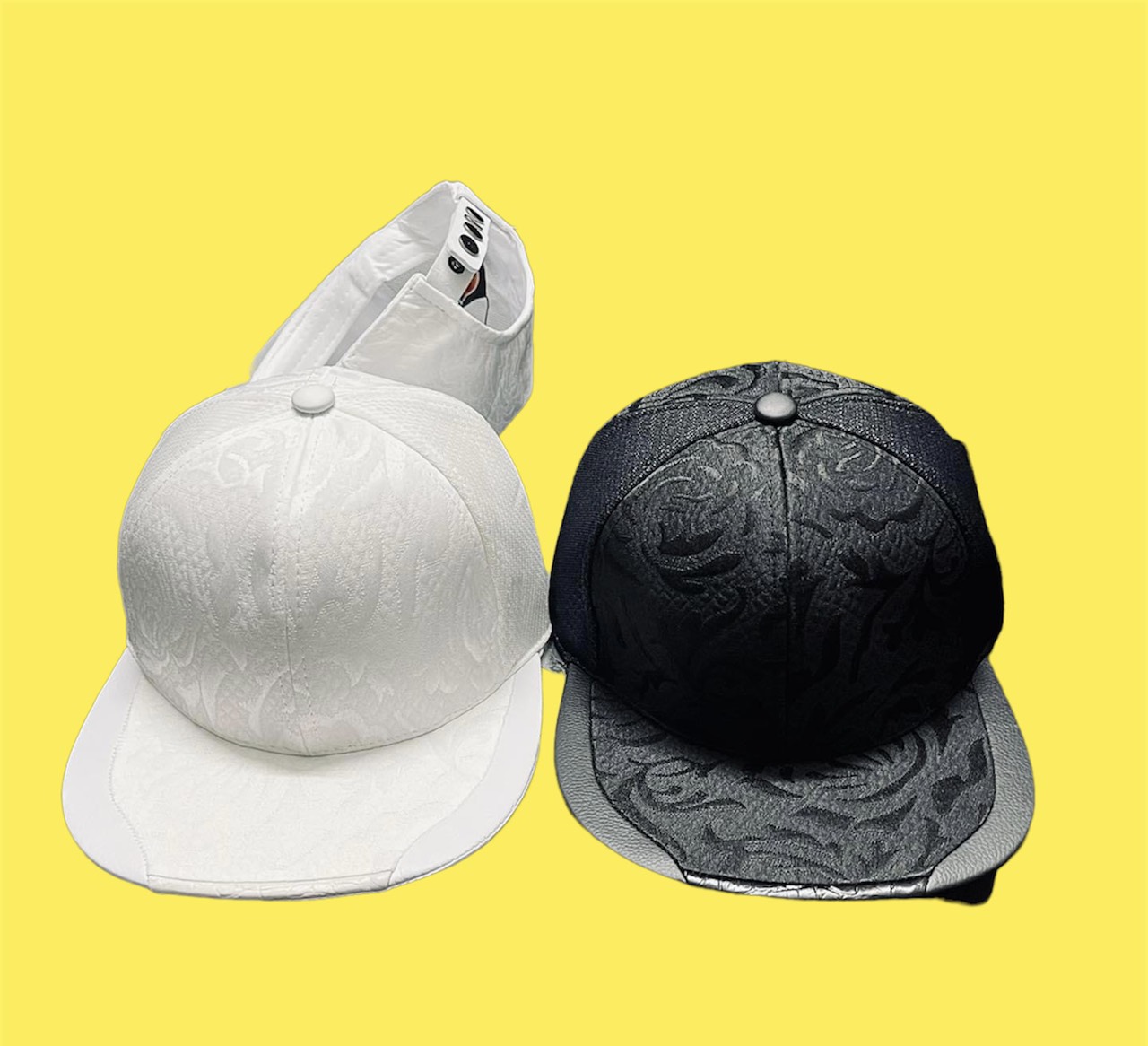 Nón Mũ snapback, nón nam phong cách hiphop vải gấm phối lưới màu trắng/đen, Nón snapback vân nổi cao cấp, SN 20