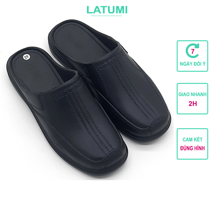 Dép sục lười bít mũi nam chất liệu siêu nhẹ êm chân thời trang cao cấp Latumi TA5201 (Đen)