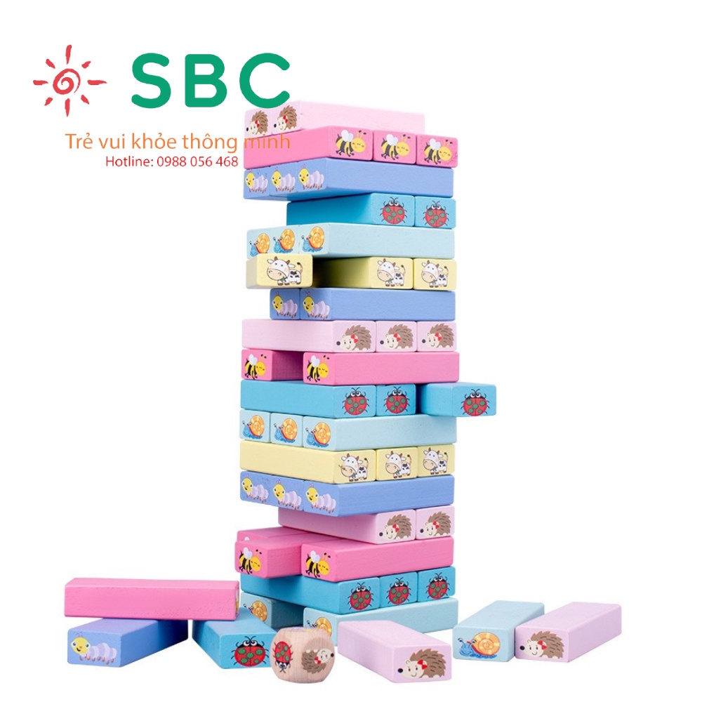 Đồ chơi gỗ SBC - Rút gỗ hình động vật 51 thanh dễ thương loại to/ size lớn