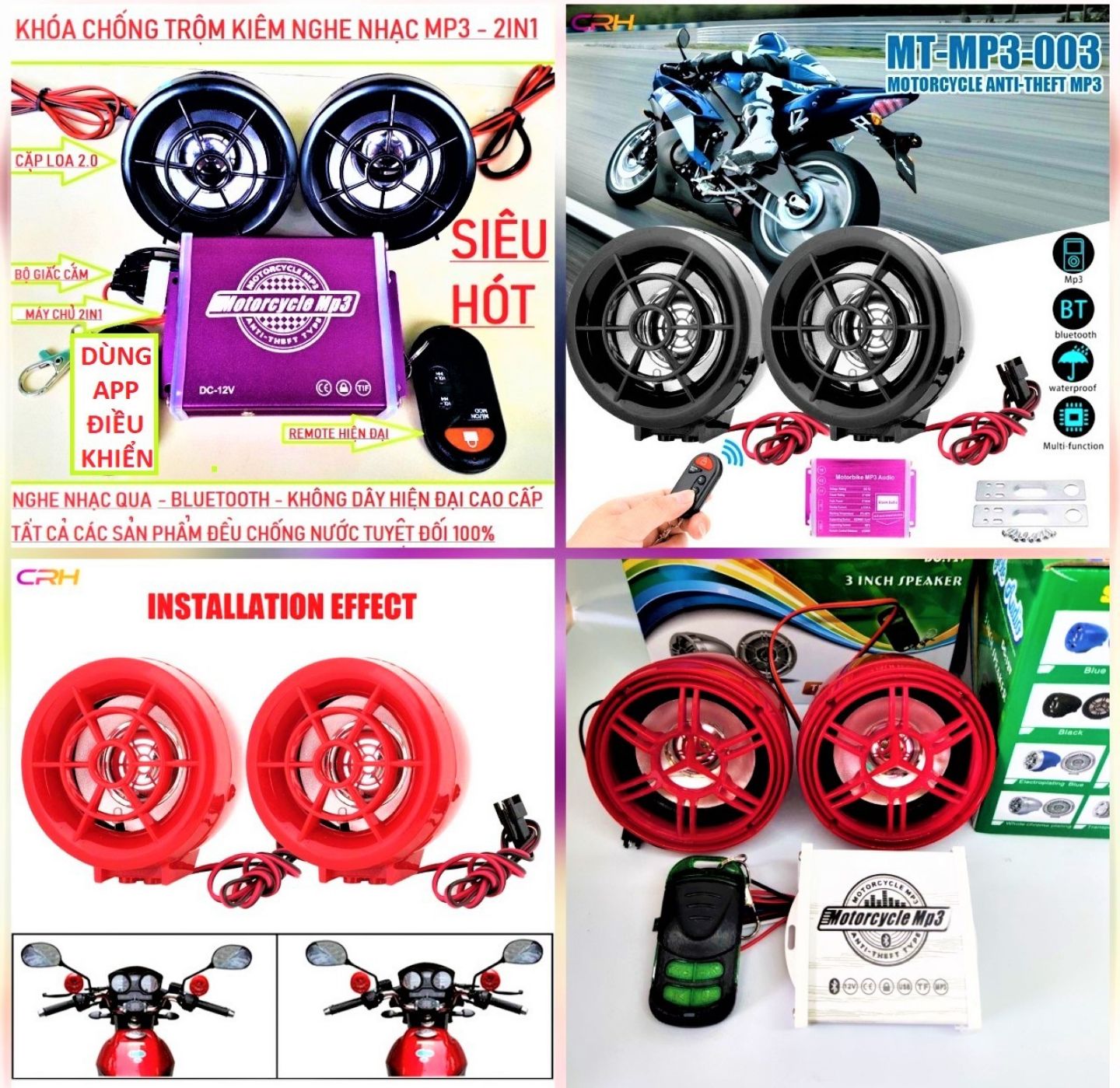 2 LOA NGHE NHẠC VÀ CHỐNG TRỘM XE MÁY XE ĐIỆN