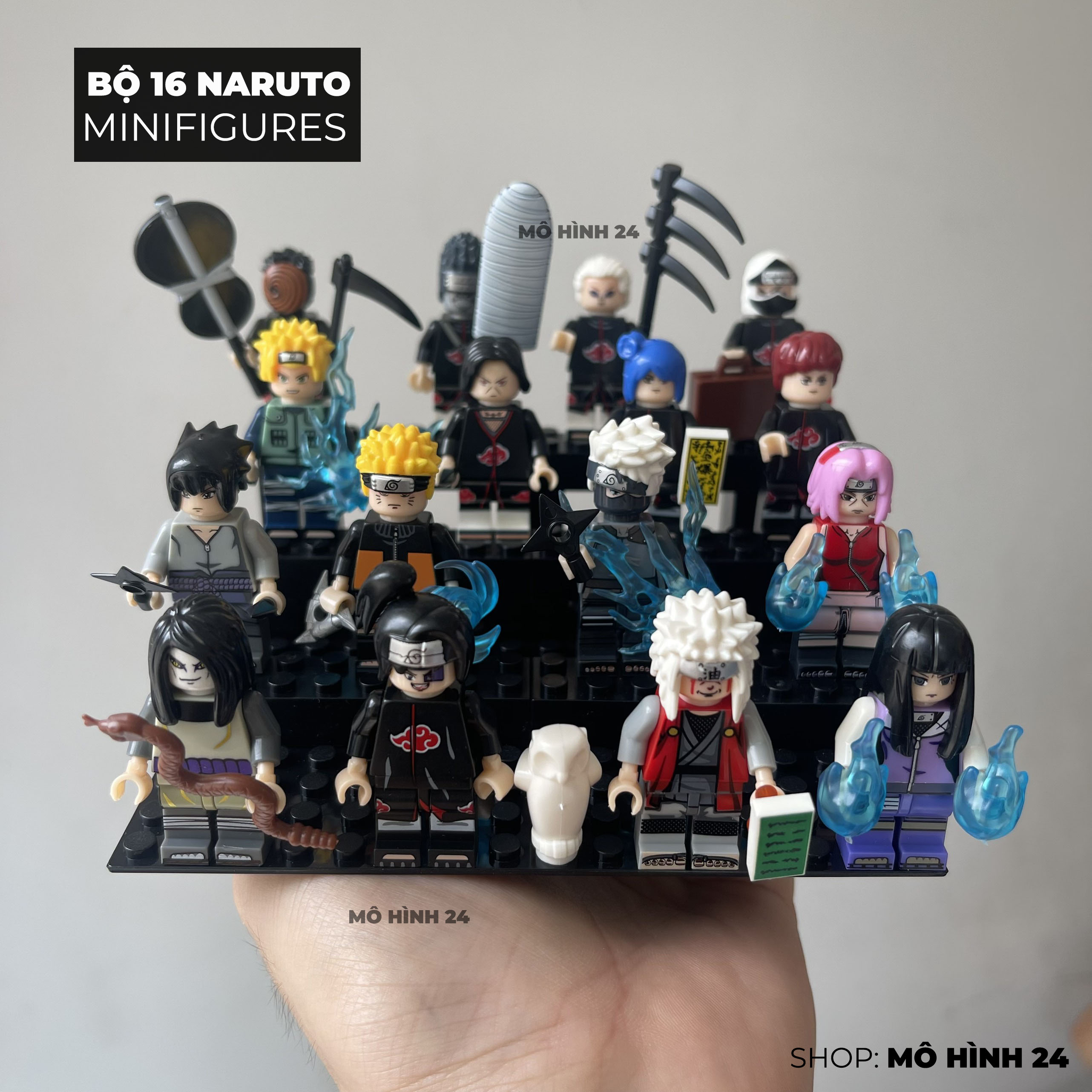 [16 NHÂN VẬT] COMBO set Nguyên bộ 16 Mô Hình Lắp Ráp XẾP HÌNH anime Nhân Vật Hoạt Hình Naruto minifigures WM KOPF