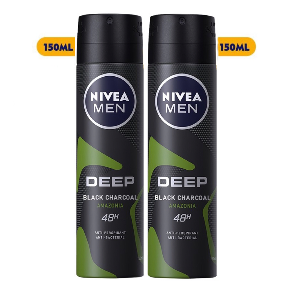 Bộ 2 xịt ngăn mùi nivea than đen hương rừng amazon