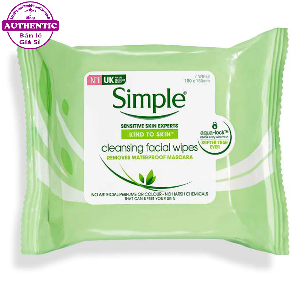 Khăn Ướt Tẩy Trang SIMPLE Cleansing Facial Wipes 7 Miếng