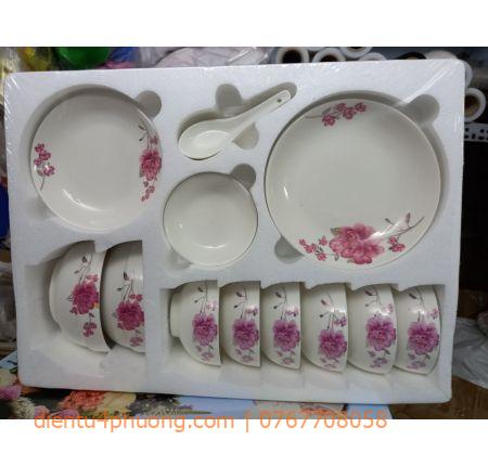 Bộ chén muỗng 17 món gốm sứ cao cấp