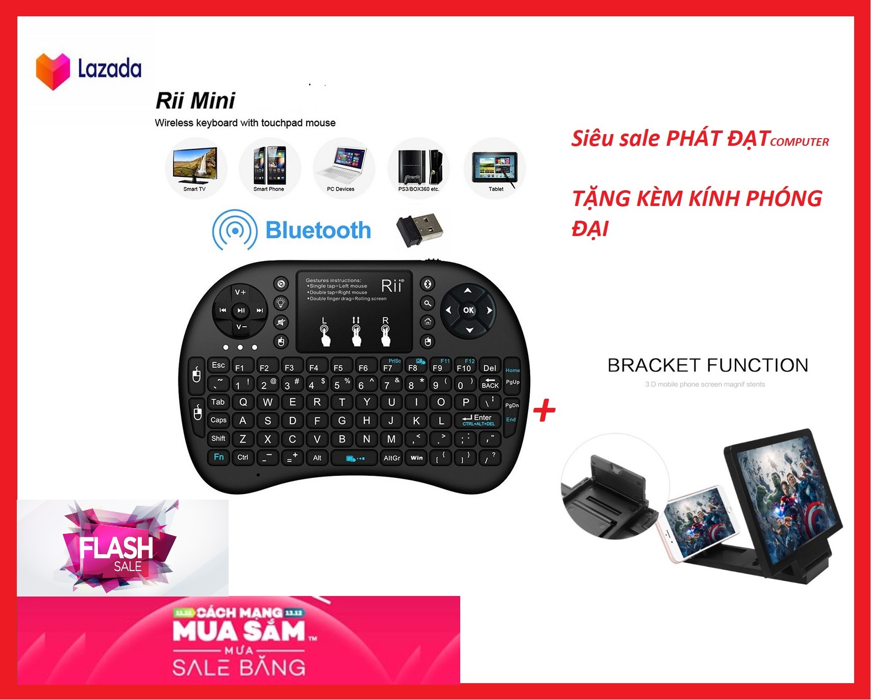 KEYBOARD KO DÂY MINI UKB 500 RF-FOR ĐA NĂNG  BÀN PHÍM KIÊM CHUỘT KHÔNG DÂY -  KÈM XẠC PIN - Bàn Phím Không Dây Tiện Dụng - Bàn Phím Bluetooth Không Dây Cho Điện Thoại Thông Minh, Máy Tính Bảng, Máy Tính Xách Tay Và Máy Tính Để Bàn