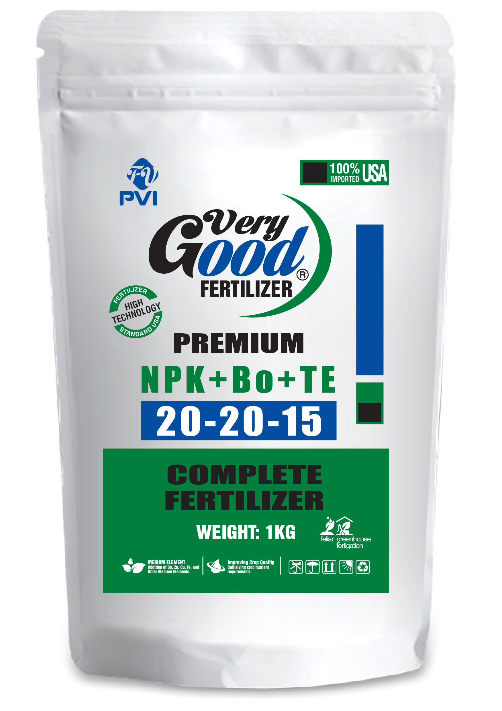 Phân bón NPK 20-20-15+TE Very Good (1 kg) - sản phẩm thuộc Tập Đoàn Phân Bón Con Cò Vàng