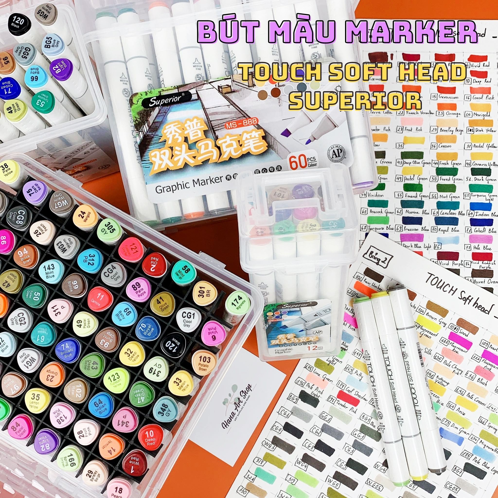 Bút màu dạ Marker - Touch Soft Head - Hãng Superior 80,120 màu