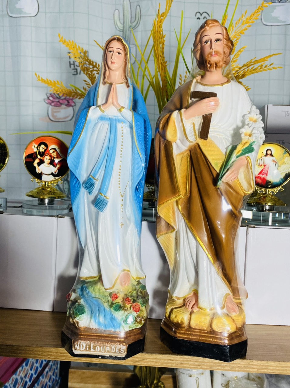 Tượng công giáo combo tượng Giuse và Maria lộ đức