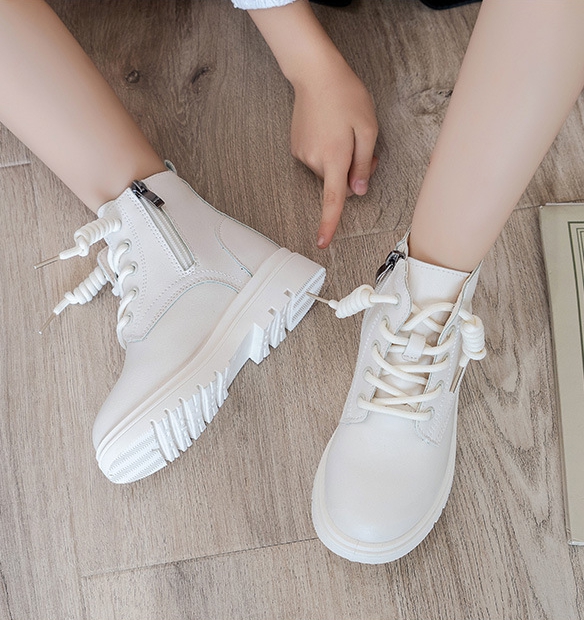 Giày bốt bé gái giày cao cổ bé gái khóa kéo da mềm đế êm - BO38