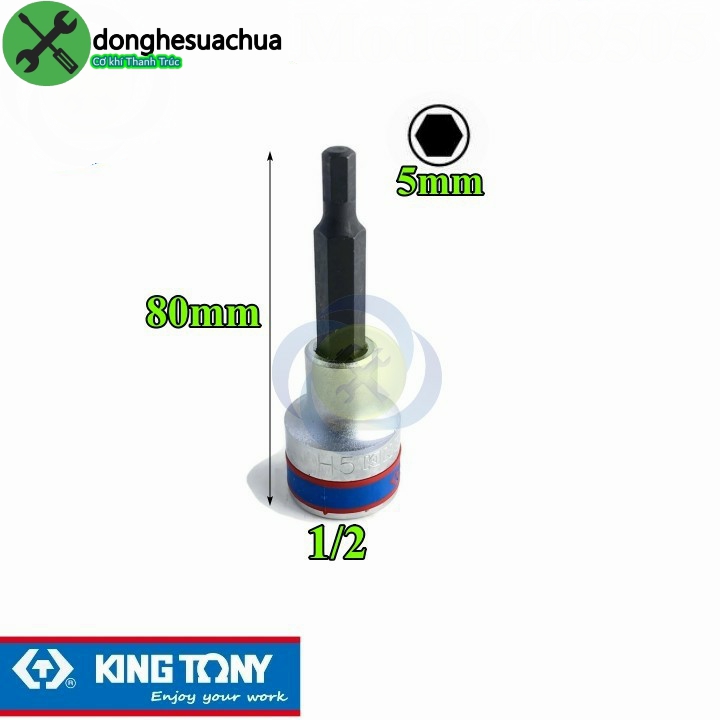 Tuýp lục giác 5mm kingtony 403505 loại 1/2 dài 80mm