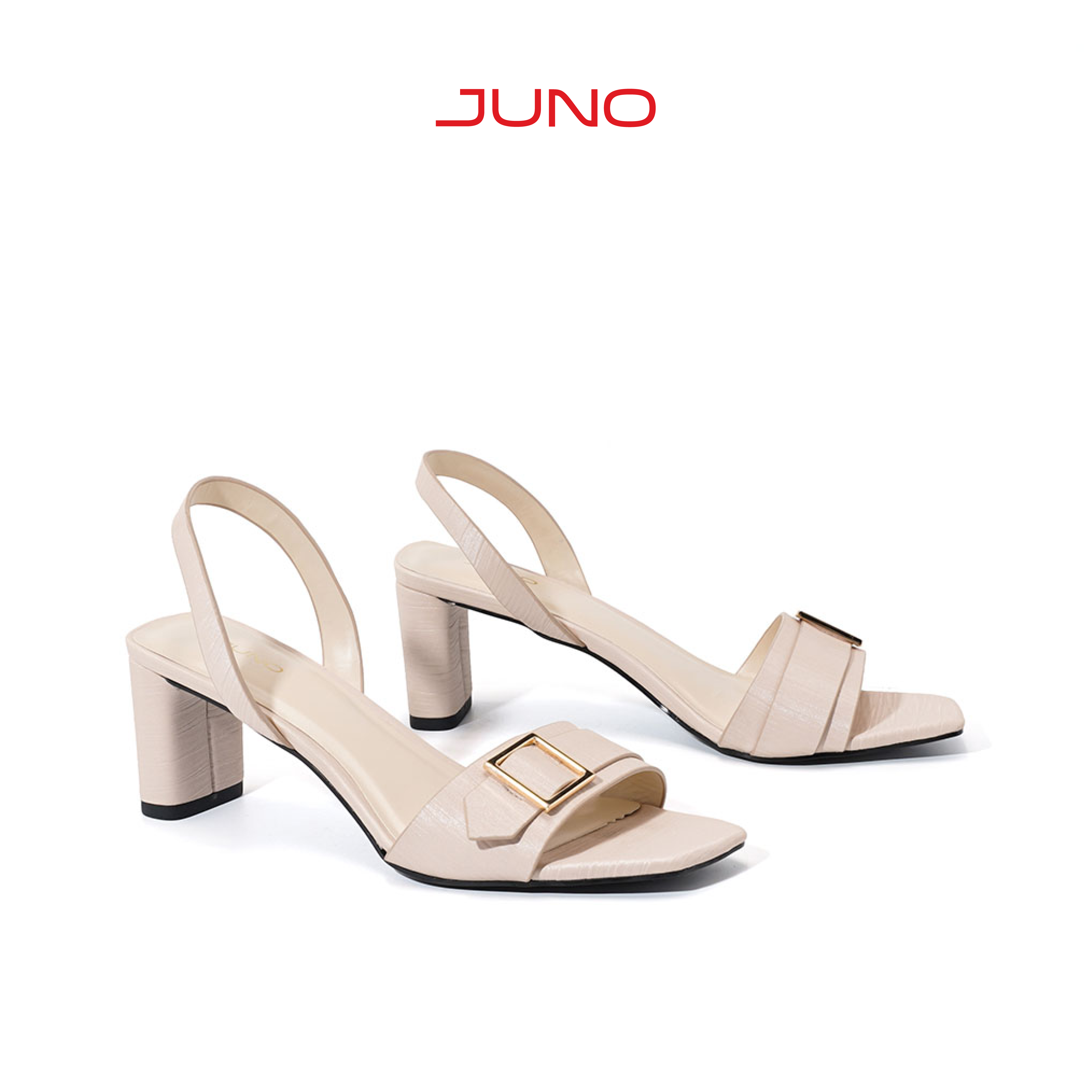 JUNO Giày sandal mũi vuông khóa trang trí SD07044