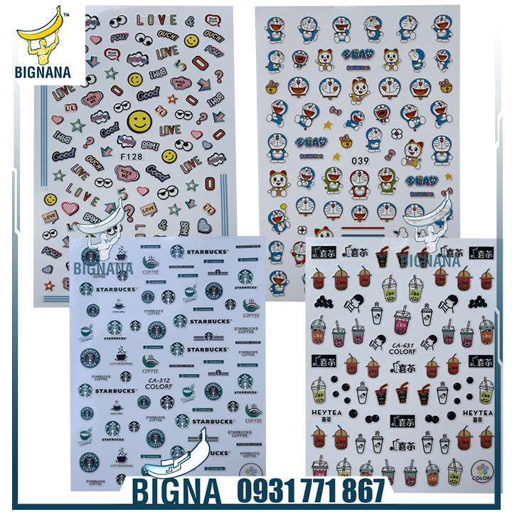 Miếng sticker dán móng tay, decal trang trí móng nails, hình dán cá tính nhiều họa tiết