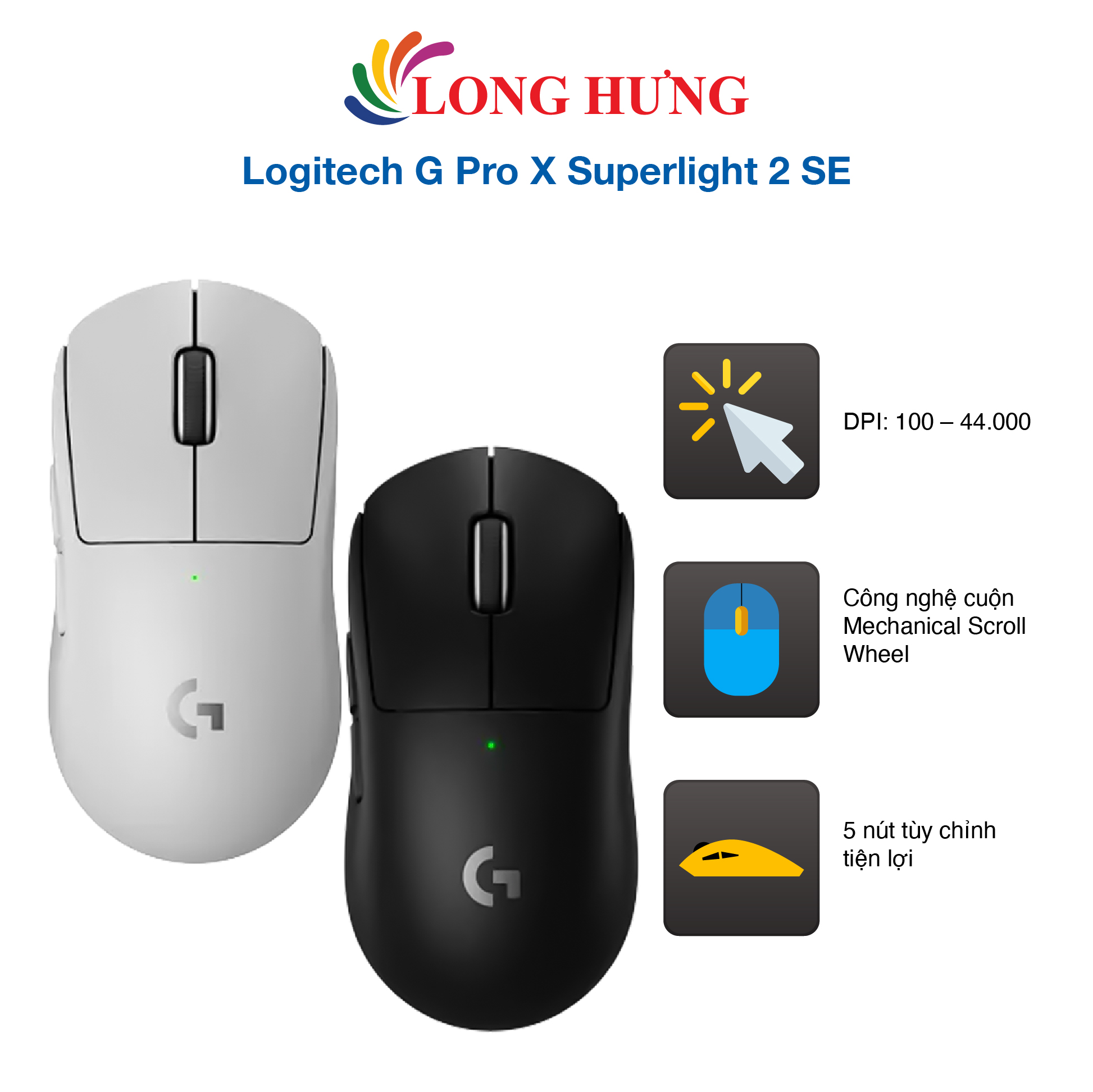 Chuột không dây Gaming Logitech G Pro X Superlight 2 SE - Hàng chính hãng - Thiết kế siêu nhẹ, Cảm biến HERO 2, Switch LIGHTFORCE bền bỉ