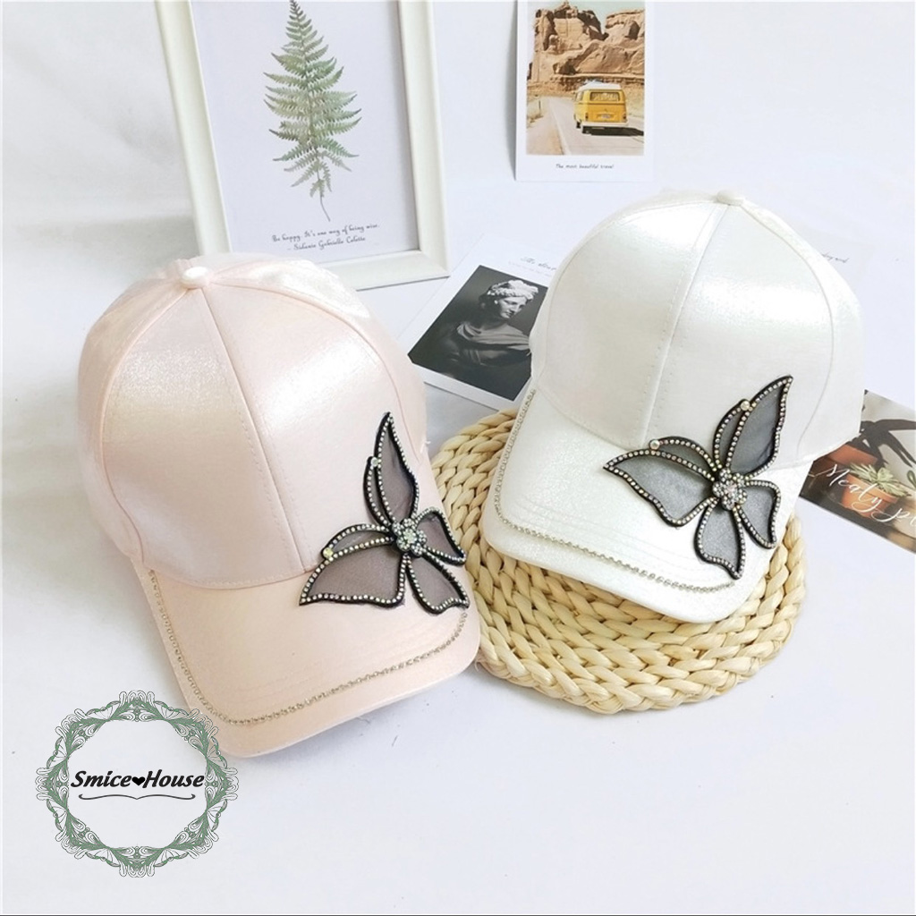 [FREESHIP- ĐÓNG HỘP] NÓN LƯỠI TRAI MŨ NỮ ĐÍNH ĐÁ CAO CẤP HÌNH BUTTERFLY - SMICE HOUSE- NÓN CÓ THỂ ĐIỀU CHỈNH SIZE