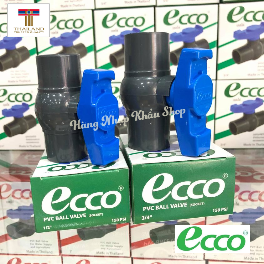 Bộ 2 van khóa nước cao cấp Ecco phi 21 & 27 đạt tiêu chuẩn quốc tế nhập khẩu từ Thái Lan