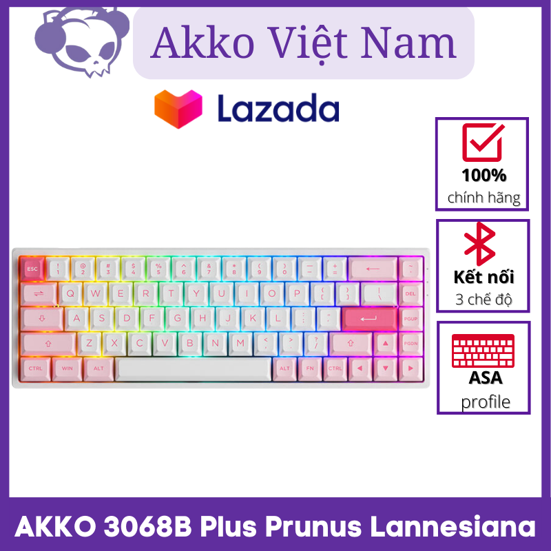 Bàn phím cơ AKKO 3068B Plus Prunus Lannesiana (Multi-modes / Hotswap / Foam tiêu âm / AKKO CS Jelly sw)