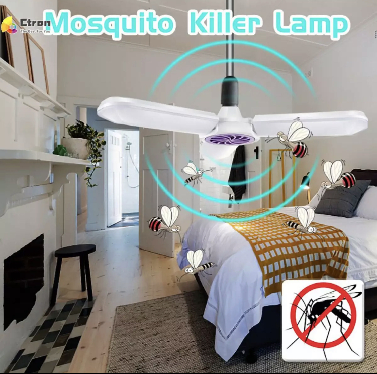 Đèn led 3 cánh quạt bắt muỗi 45w sáng trắng