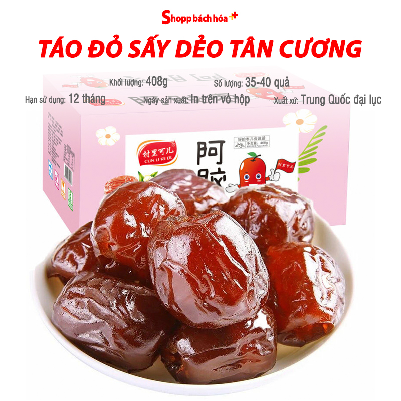 Táo đỏ sấy dẻo Tân Cương, dẻo và thơm vị ngon ngọt vừa - hộp 408g